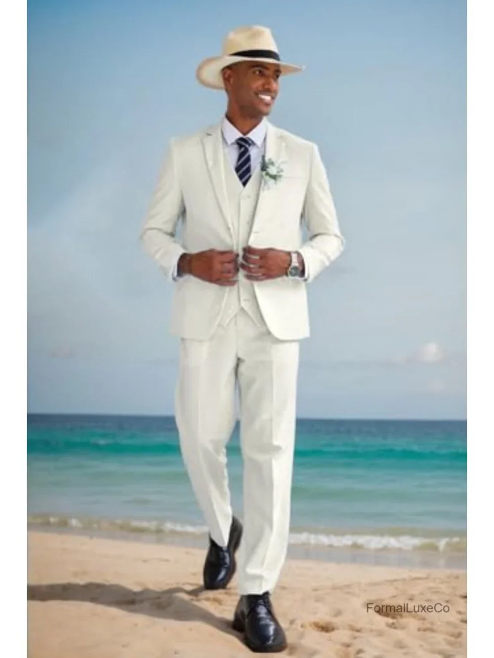 Men's 3 Piece Linen Suit Lightweight Blazer Vest Pants Set Wedding Business Prom